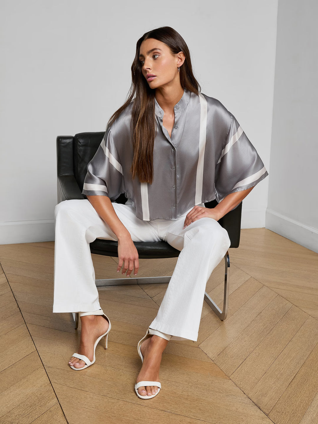 DRU MANDARIN CROP BLOUSE - L'AGENCE