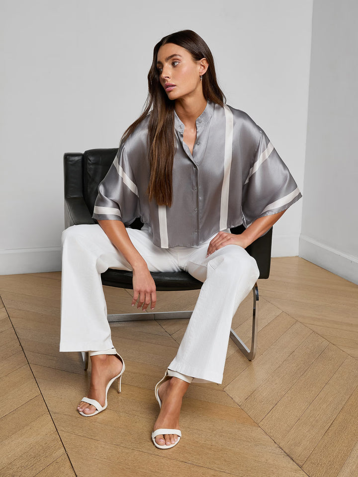 DRU MANDARIN CROP BLOUSE - L'AGENCE