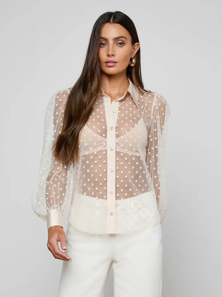 SOPHIE LONG-SLEEVED BLOUSE (ECRU) - L'AGENCE