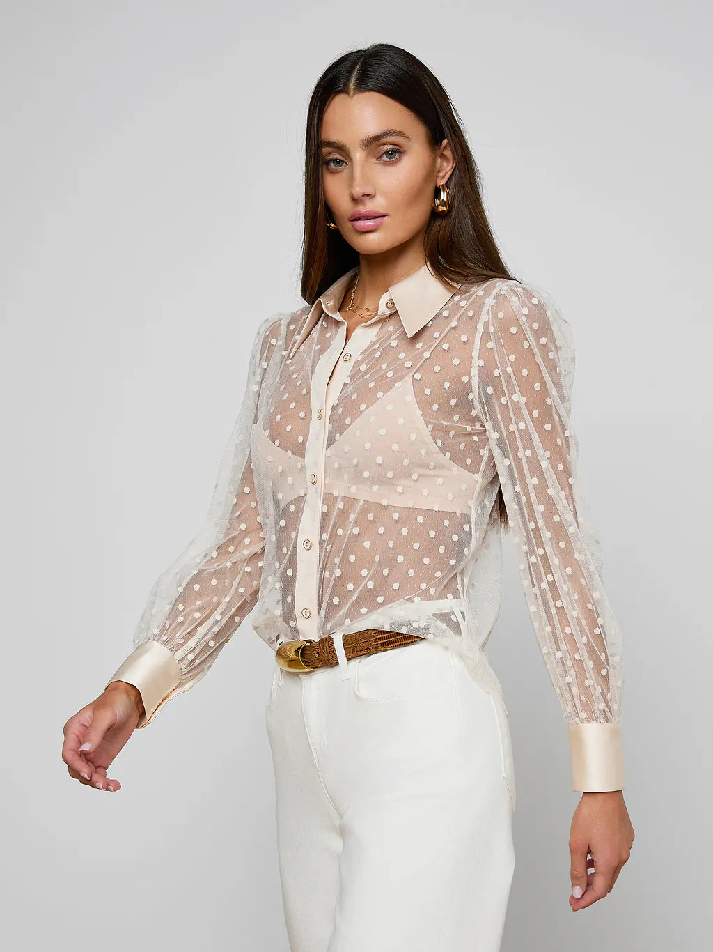 SOPHIE LONG-SLEEVED BLOUSE (ECRU) - L'AGENCE