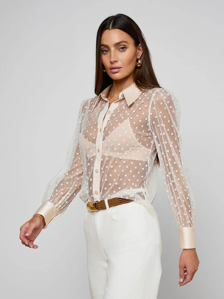 SOPHIE LONG-SLEEVED BLOUSE (ECRU) - L'AGENCE