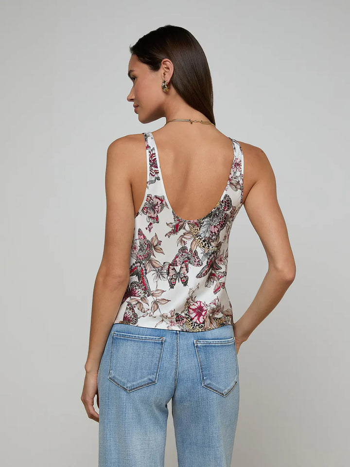 THE EDDIE TANK (WHITE MULTI SMALL BUTTERFLY) - L'AGENCE