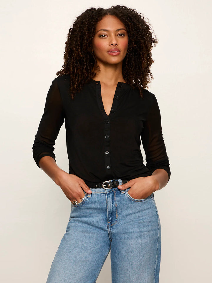 MESH LONG SLEEVE CARDIGAN (BLACK) - SANCTUARY