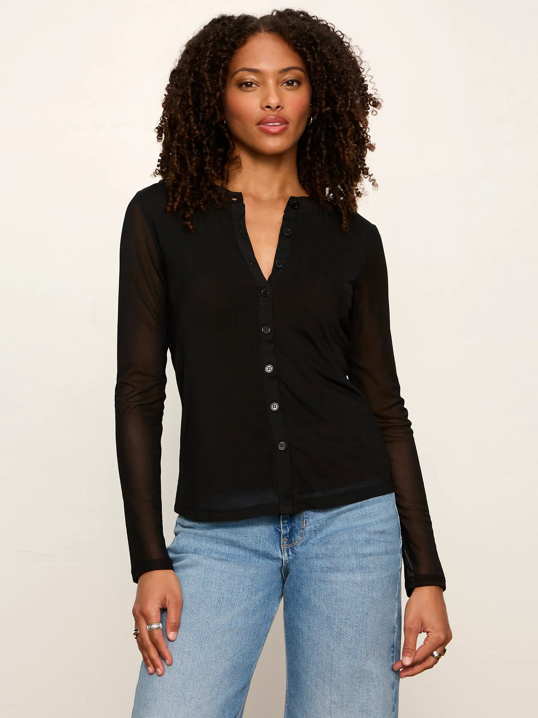 MESH LONG SLEEVE CARDIGAN (BLACK) - SANCTUARY