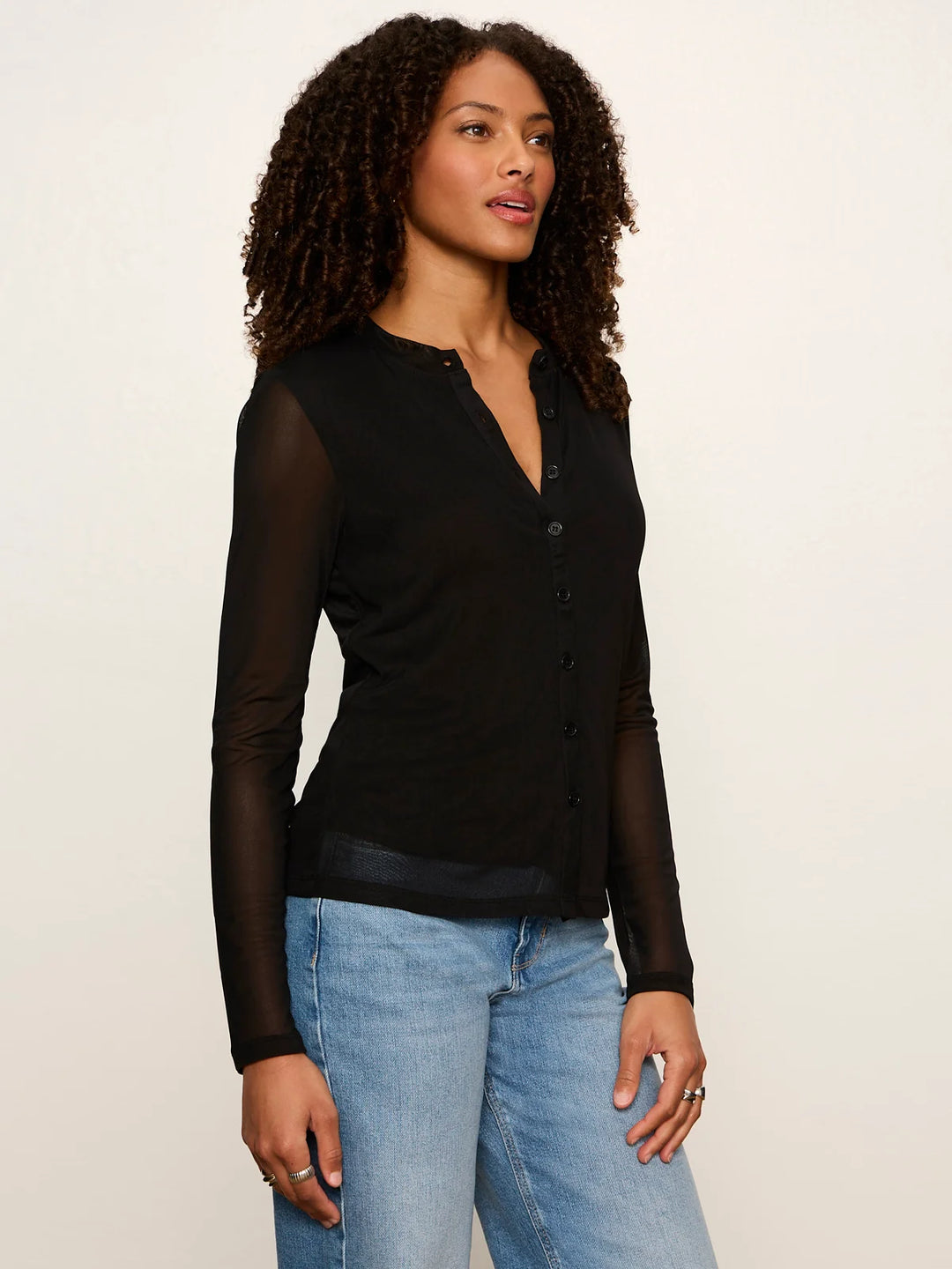 MESH LONG SLEEVE CARDIGAN (BLACK) - SANCTUARY
