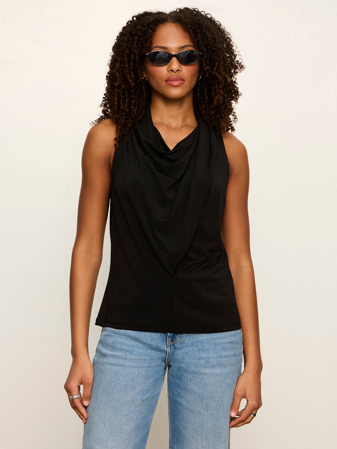 NORA DRAPED TANK (BLACK) - SANCTUARY