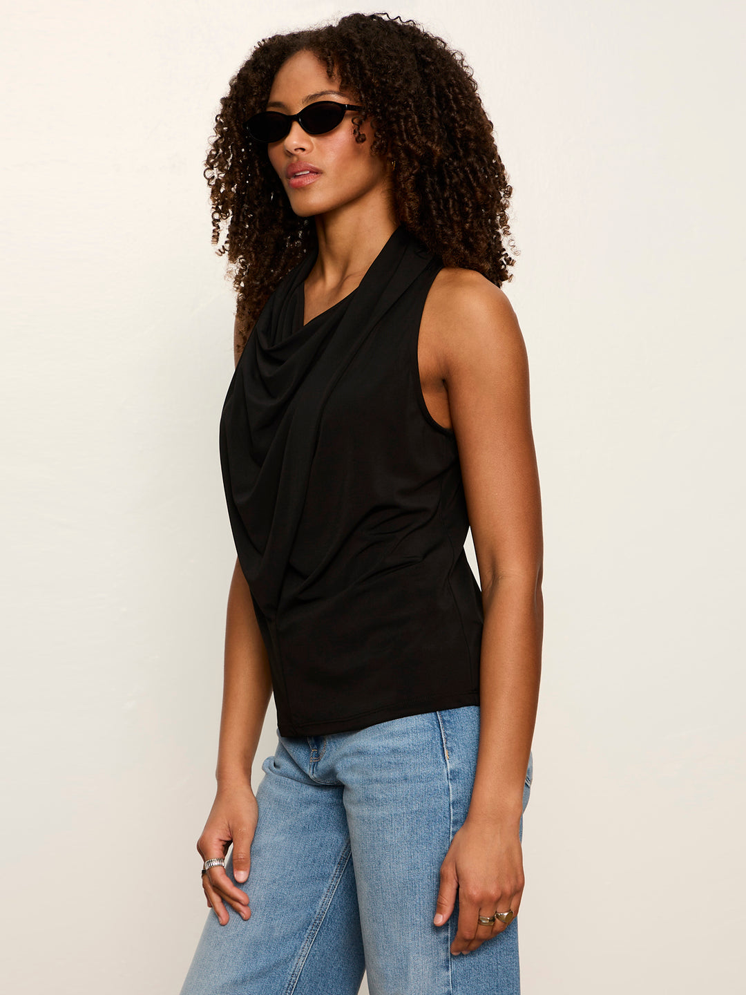 NORA DRAPED TANK (BLACK) - SANCTUARY