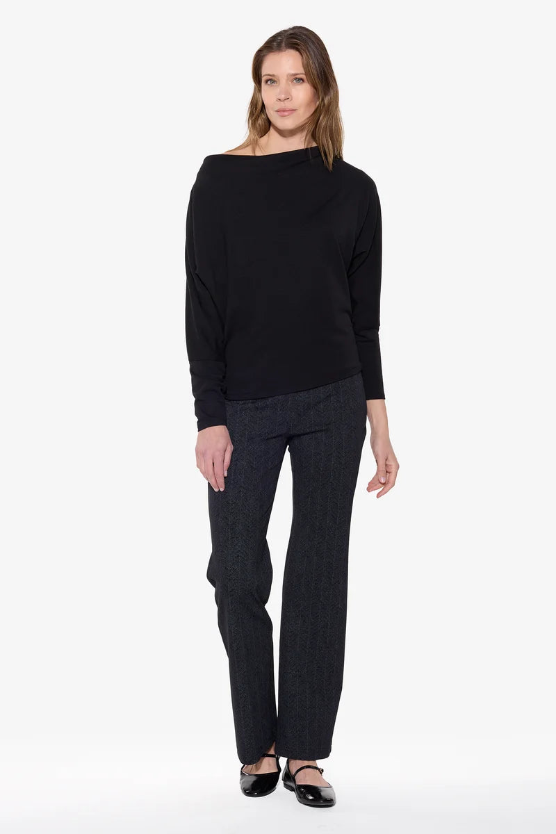 DRAPED SHOULDER TOP (BLACK) - BRENDA BEDDOME