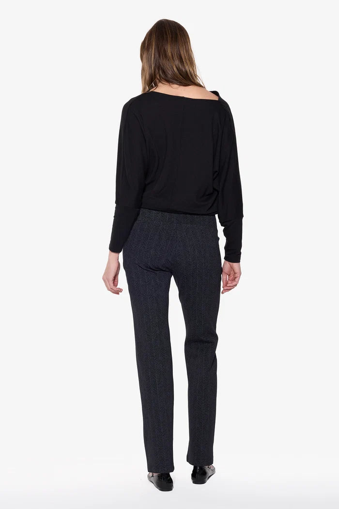 WIDE LEG SLIP ON PANT (BLACK CHEVRON) - BRENDA BEDDOME