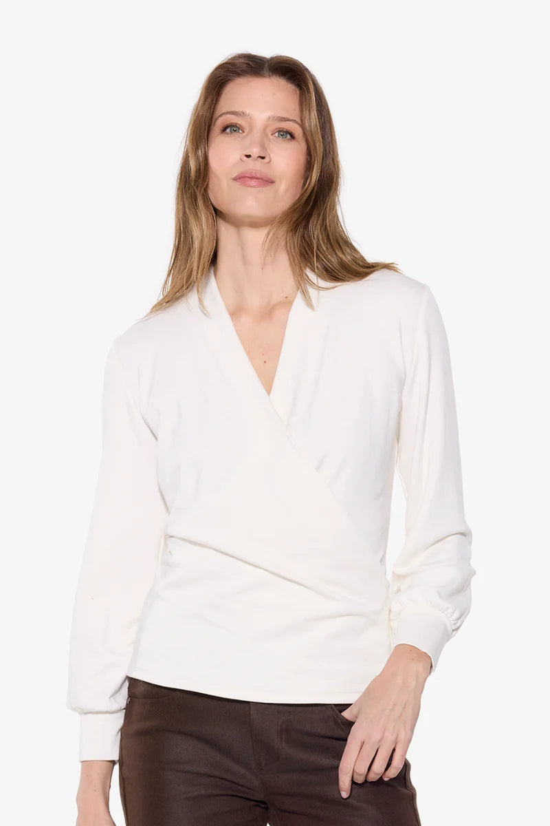 FAUX WRAP TOP (WINTER WHITE) - BRENDA BEDDOME