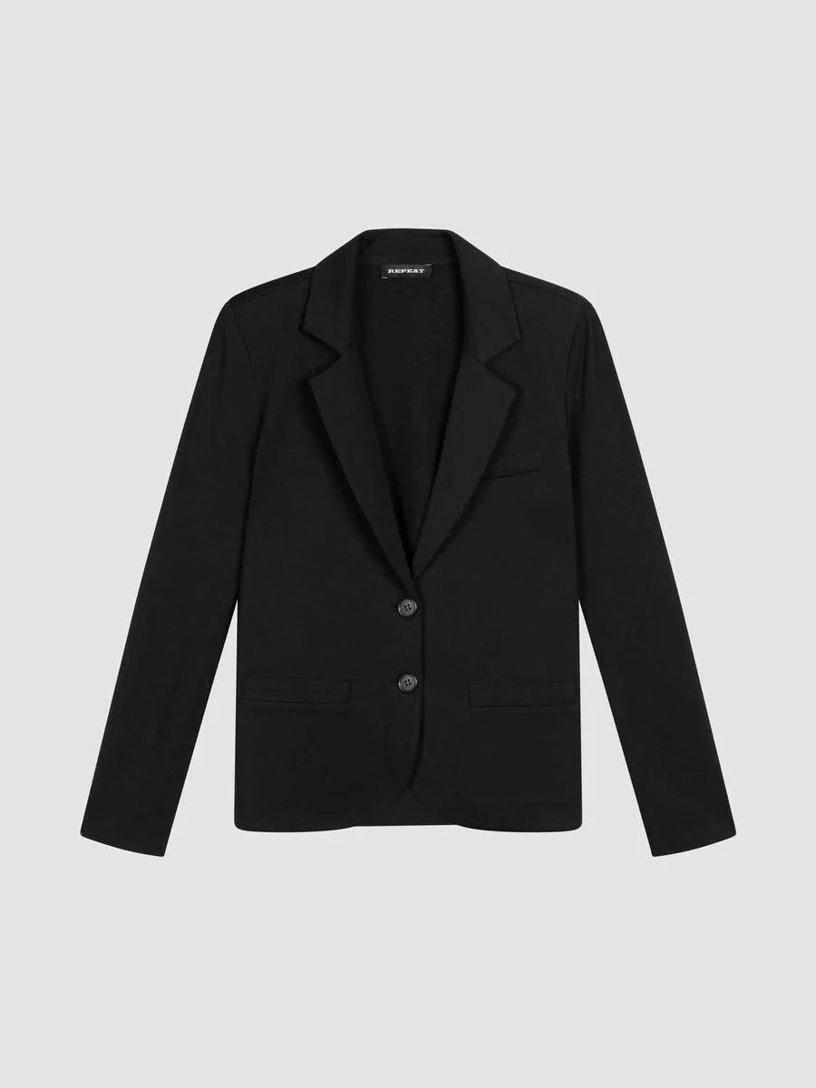 TAILORED FRENCH TERRY STRETCH BLAZER (BLACK) - REPEAT
