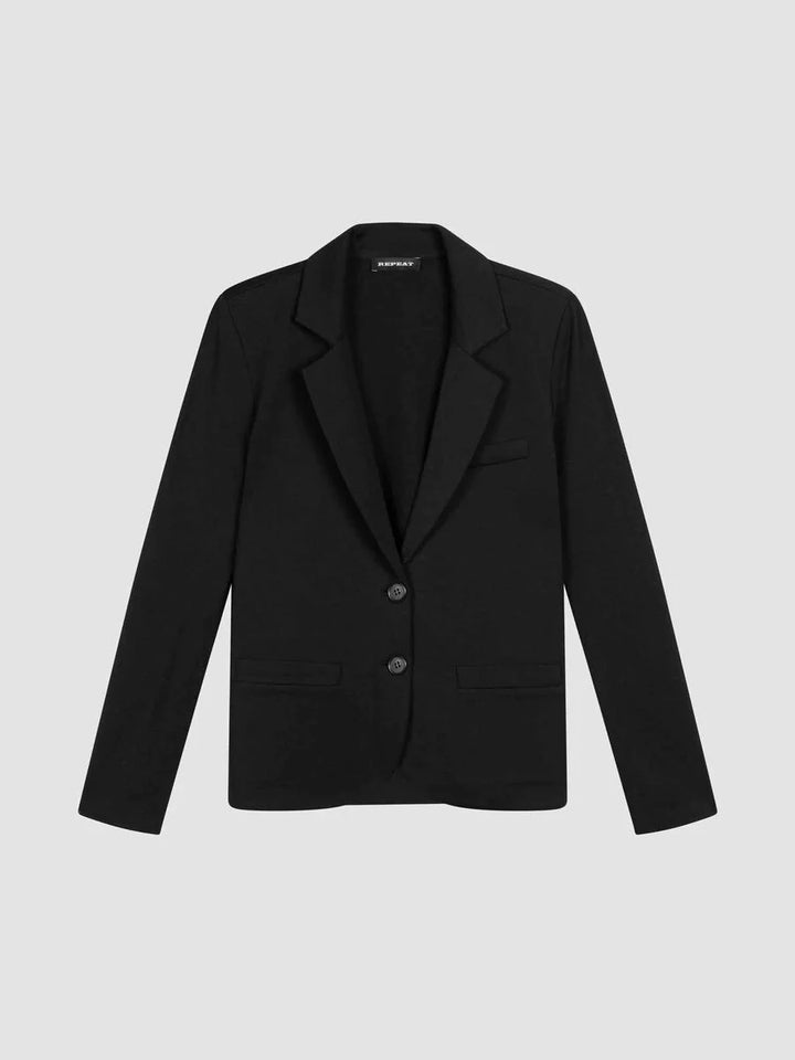 TAILORED FRENCH TERRY STRETCH BLAZER (BLACK) - REPEAT