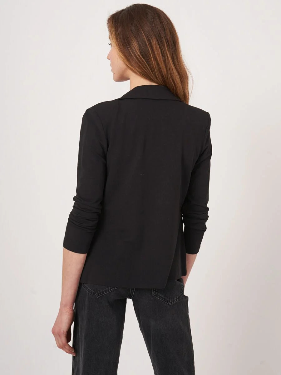 TAILORED FRENCH TERRY STRETCH BLAZER (BLACK) - REPEAT