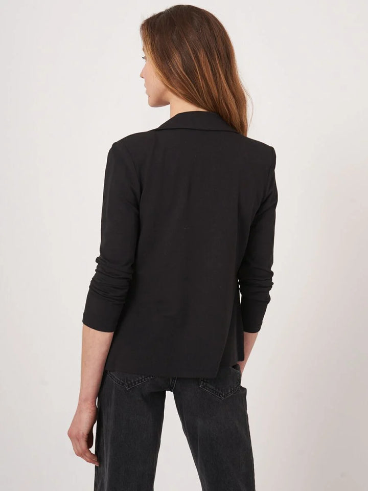 TAILORED FRENCH TERRY STRETCH BLAZER (BLACK) - REPEAT