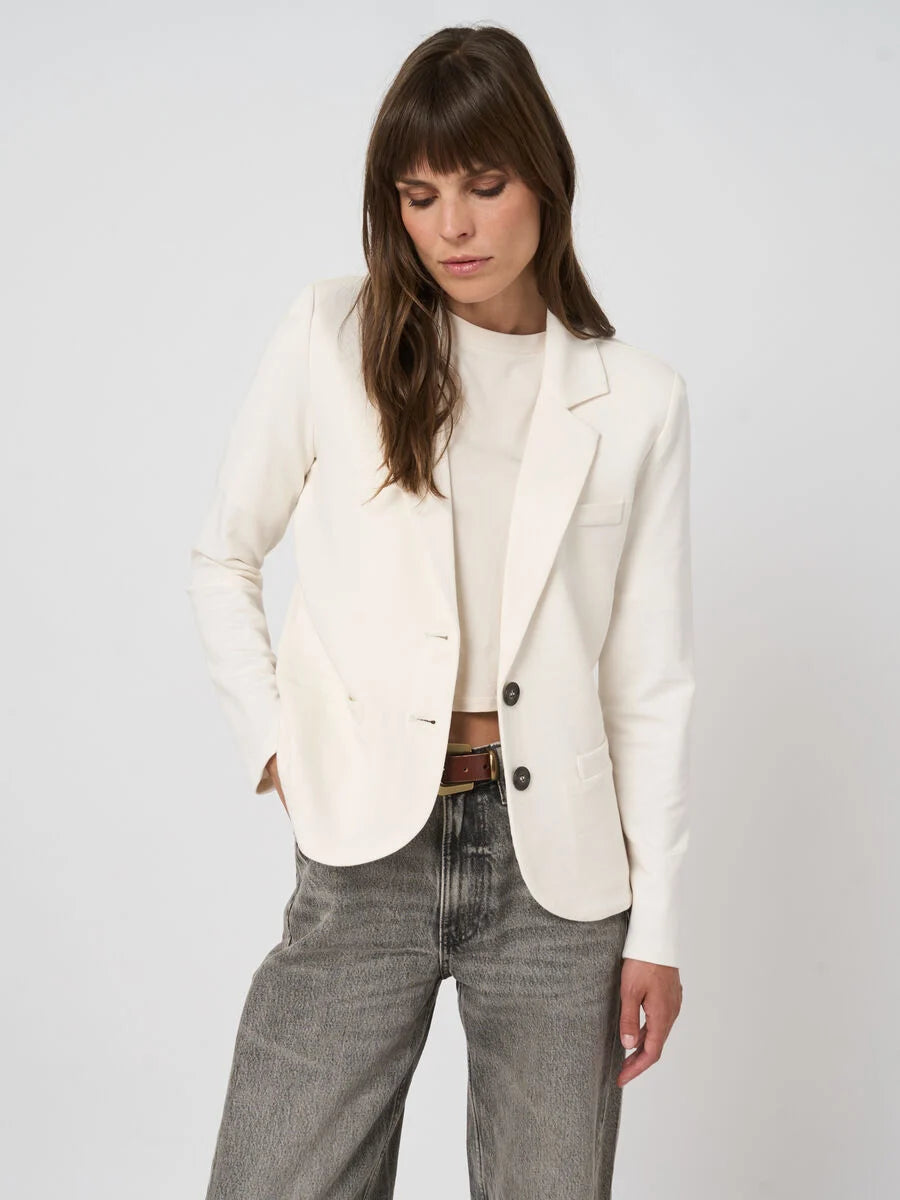 TAILORED FRENCH TERRY STRETCH BLAZER (IVORY) - REPEAT