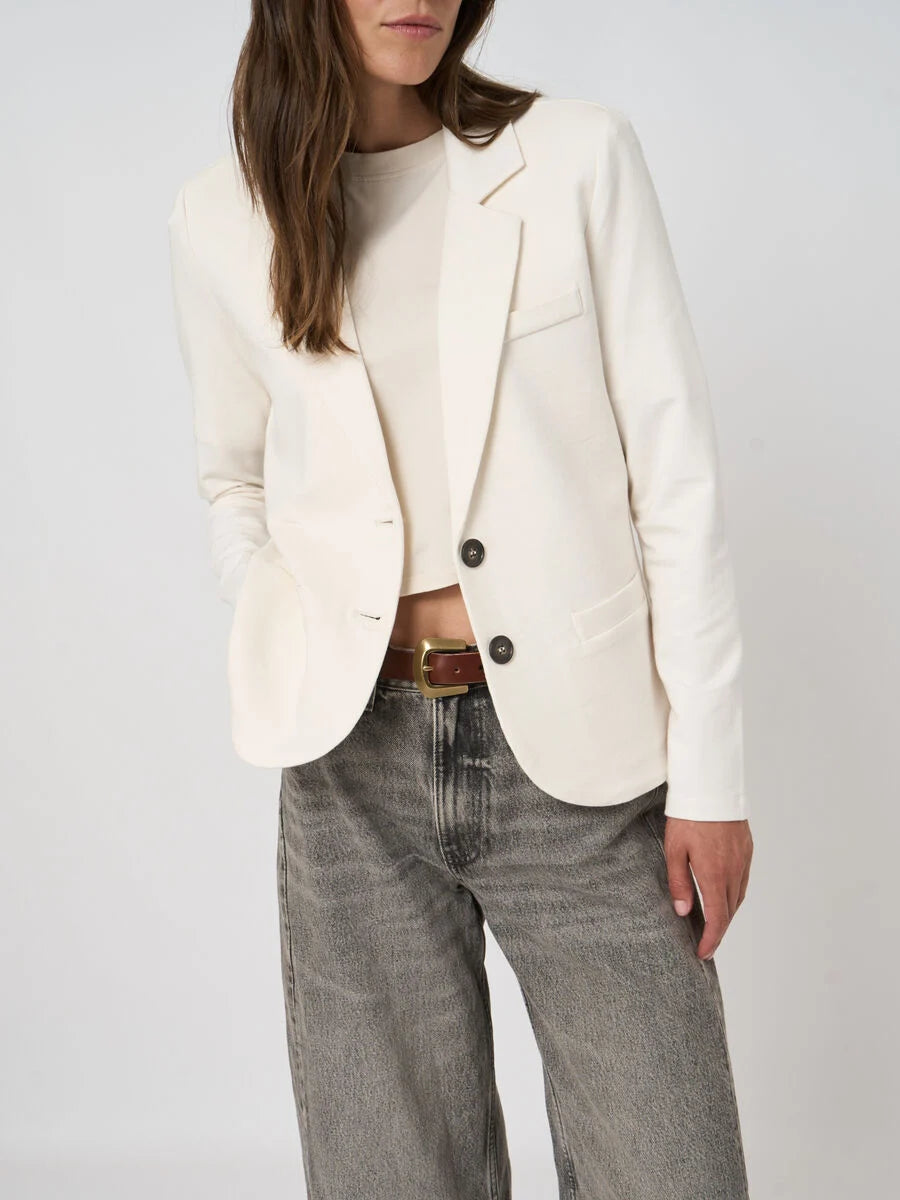 TAILORED FRENCH TERRY STRETCH BLAZER (IVORY) - REPEAT