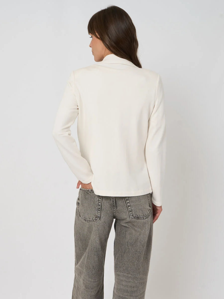TAILORED FRENCH TERRY STRETCH BLAZER (IVORY) - REPEAT