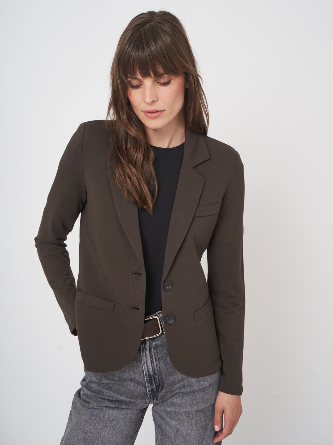 STRETCH BLAZER (DARK BROWN) - REPEAT
