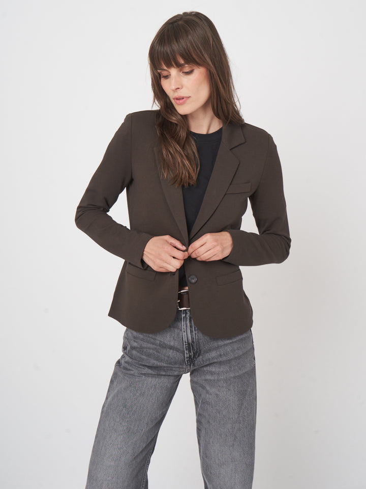 STRETCH BLAZER (DARK BROWN) - REPEAT