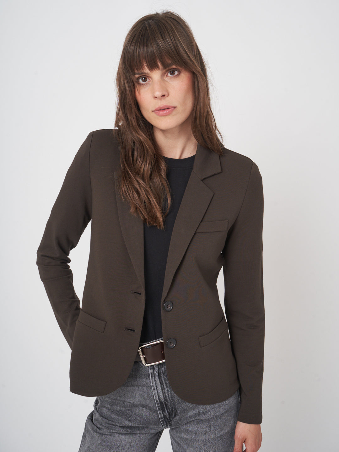 STRETCH BLAZER (DARK BROWN) - REPEAT