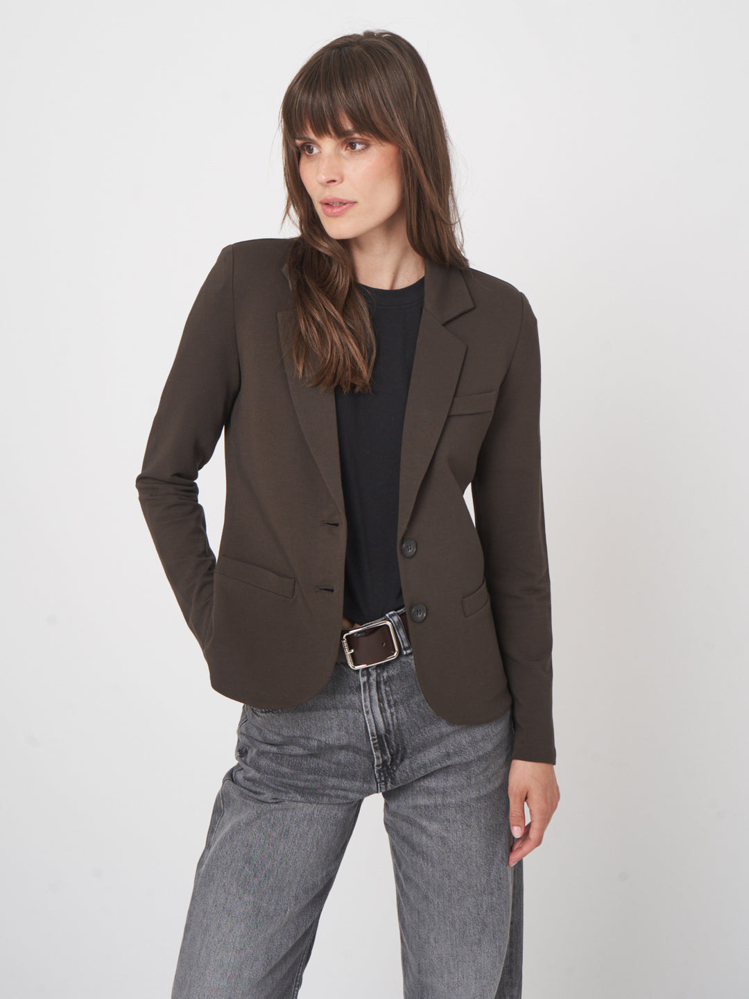 STRETCH BLAZER (DARK BROWN) - REPEAT