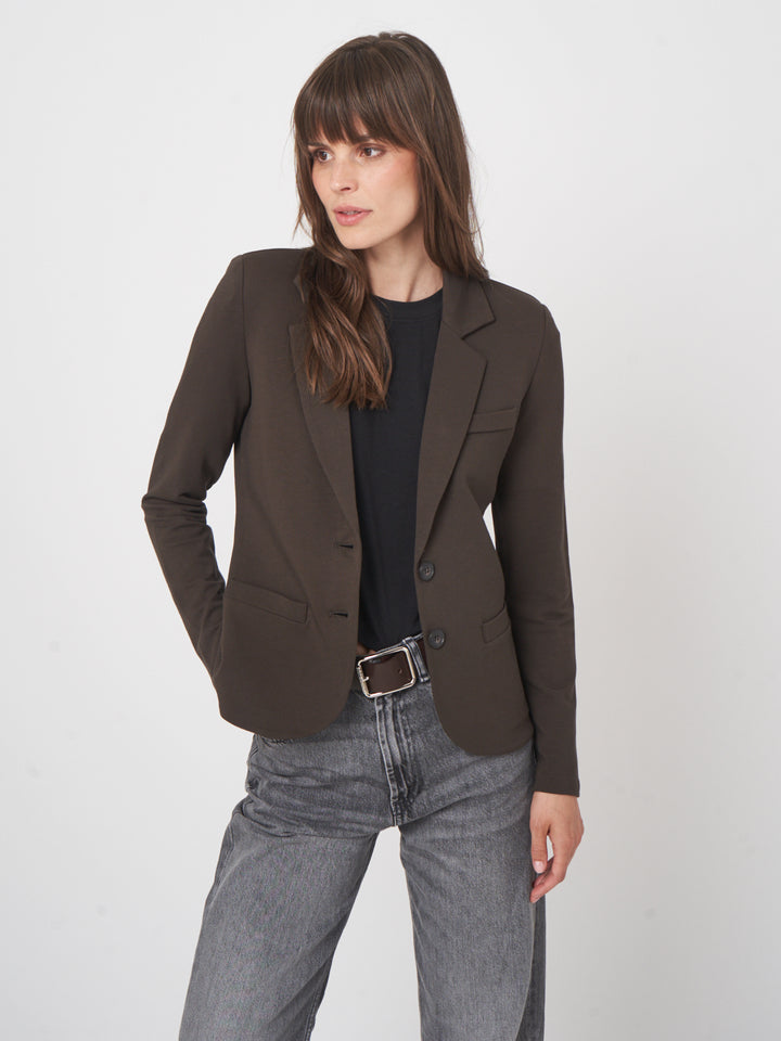 STRETCH BLAZER (DARK BROWN) - REPEAT