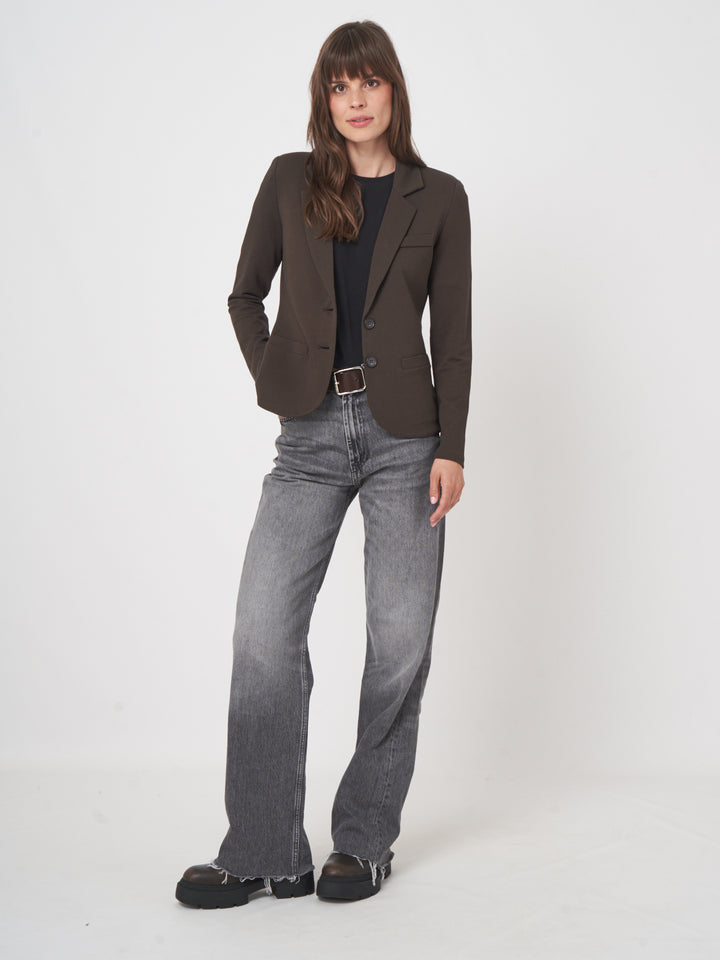 STRETCH BLAZER (DARK BROWN) - REPEAT