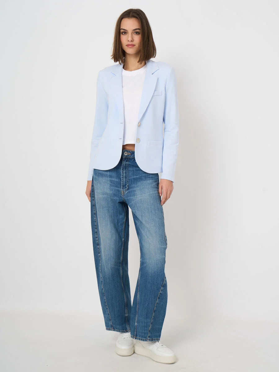 TAILORED FRENCH TERRY STRETCH BLAZER (OCEAN) - REPEAT