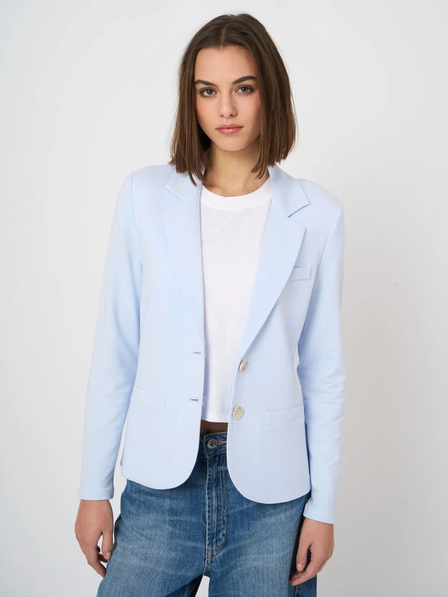 TAILORED FRENCH TERRY STRETCH BLAZER (OCEAN) - REPEAT