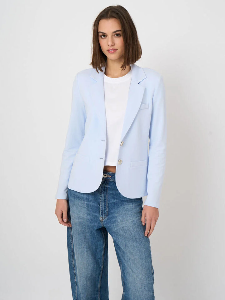 TAILORED FRENCH TERRY STRETCH BLAZER (OCEAN) - REPEAT