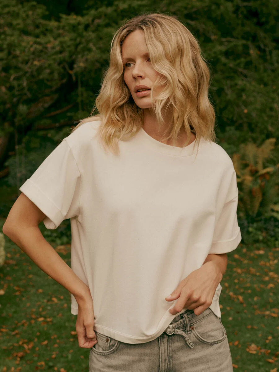 FRENCH TERRY BOXY TEE (IVORY) - REPEAT