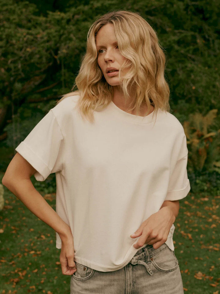 FRENCH TERRY BOXY TEE (IVORY) - REPEAT