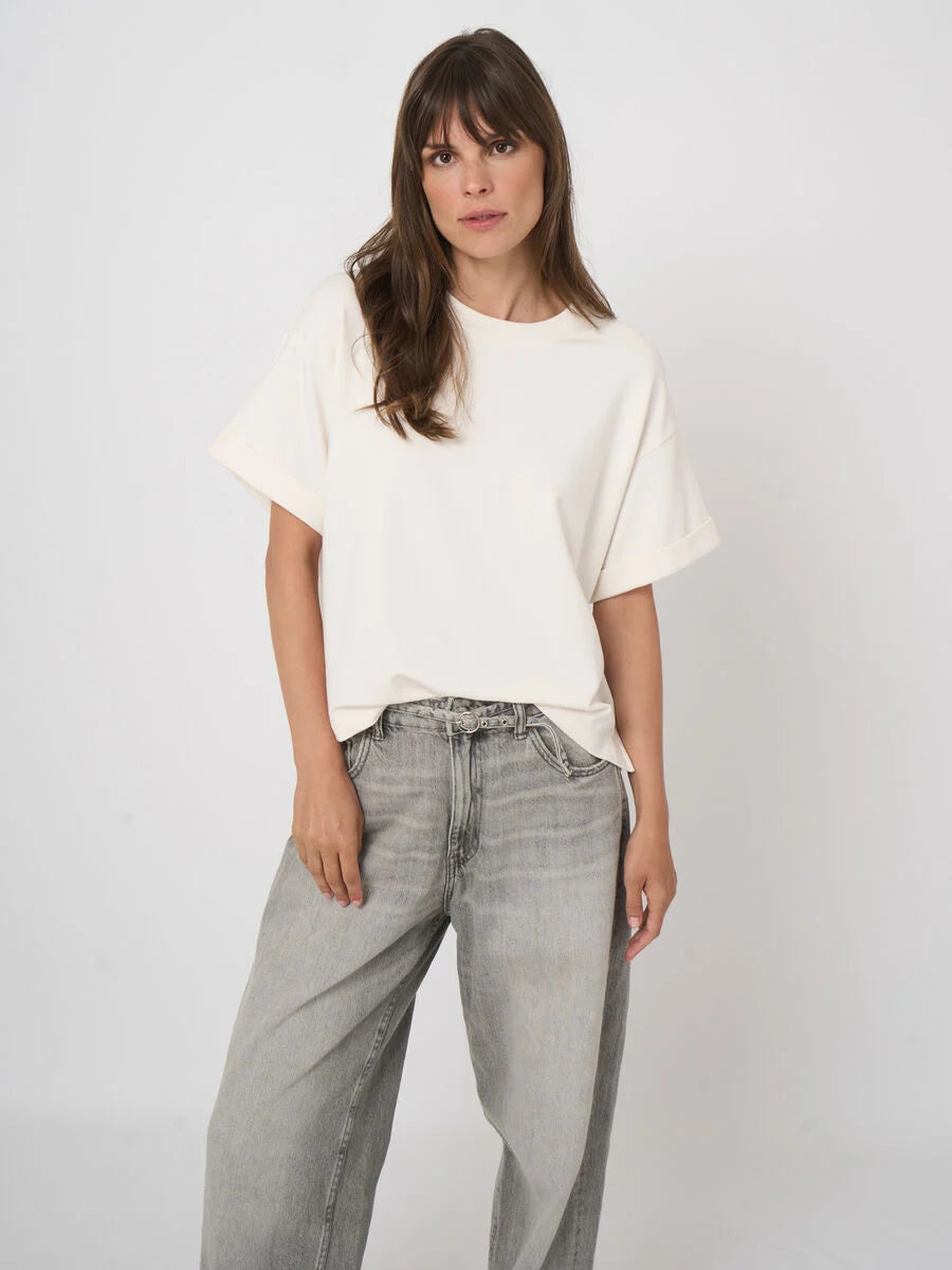 FRENCH TERRY BOXY TEE (IVORY) - REPEAT