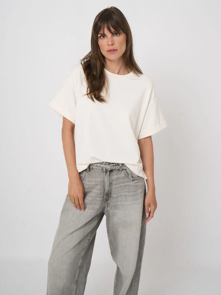 FRENCH TERRY BOXY TEE (IVORY) - REPEAT