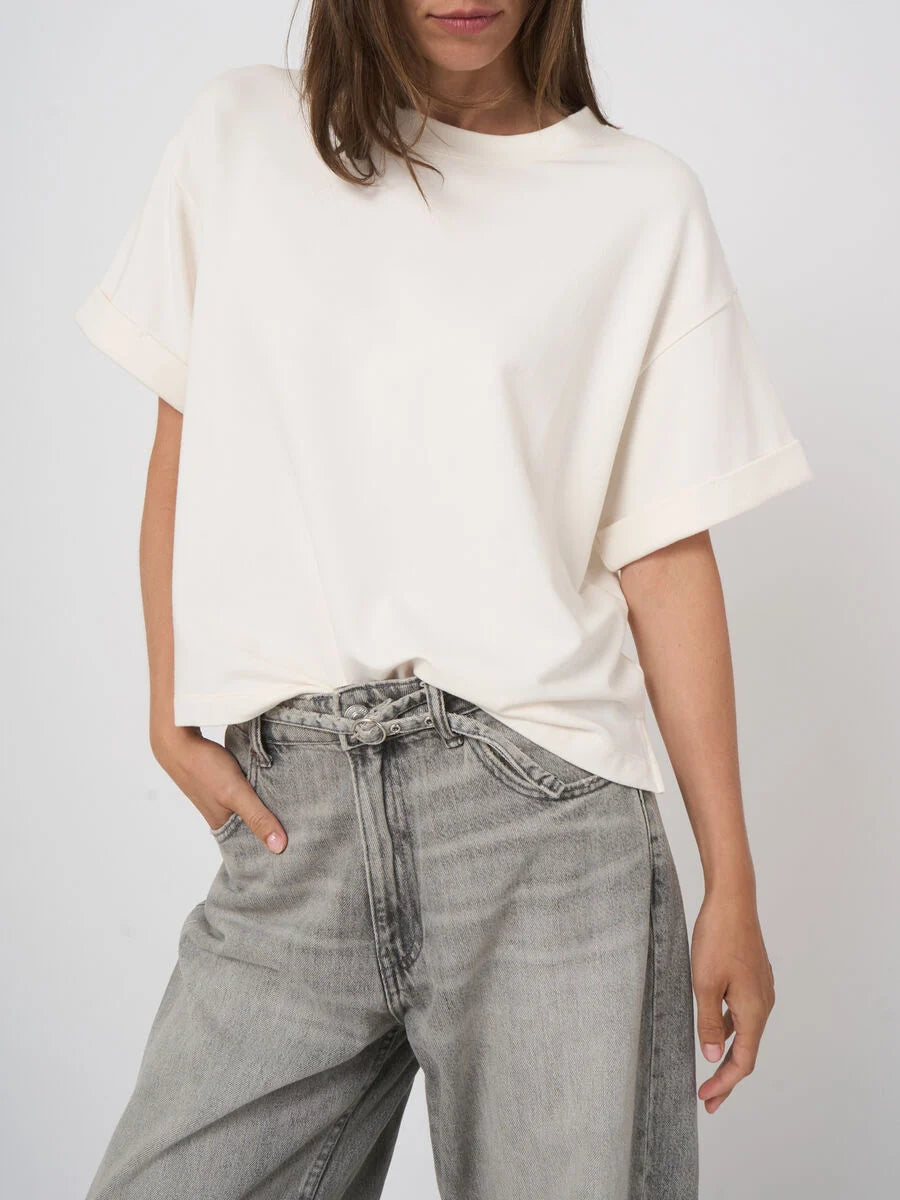 FRENCH TERRY BOXY TEE (IVORY) - REPEAT