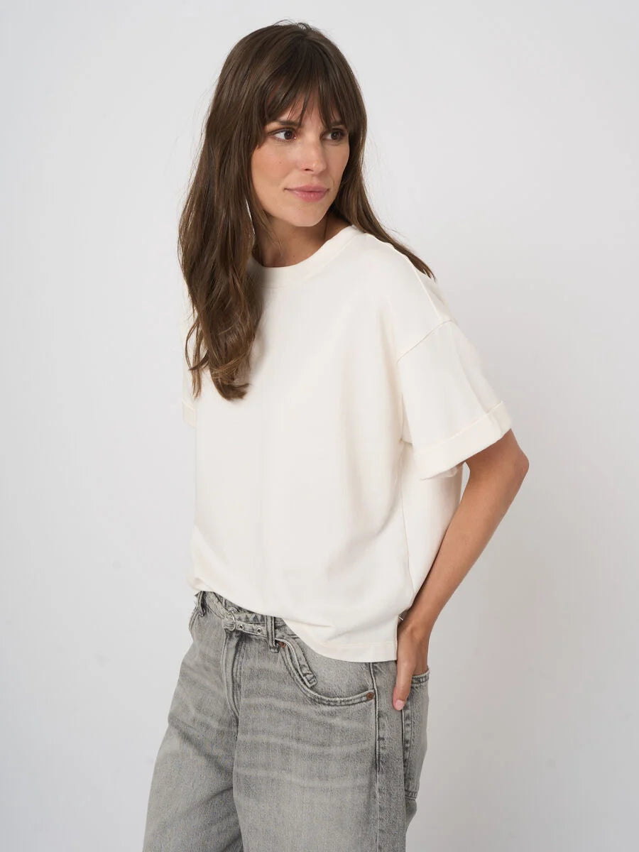 FRENCH TERRY BOXY TEE (IVORY) - REPEAT