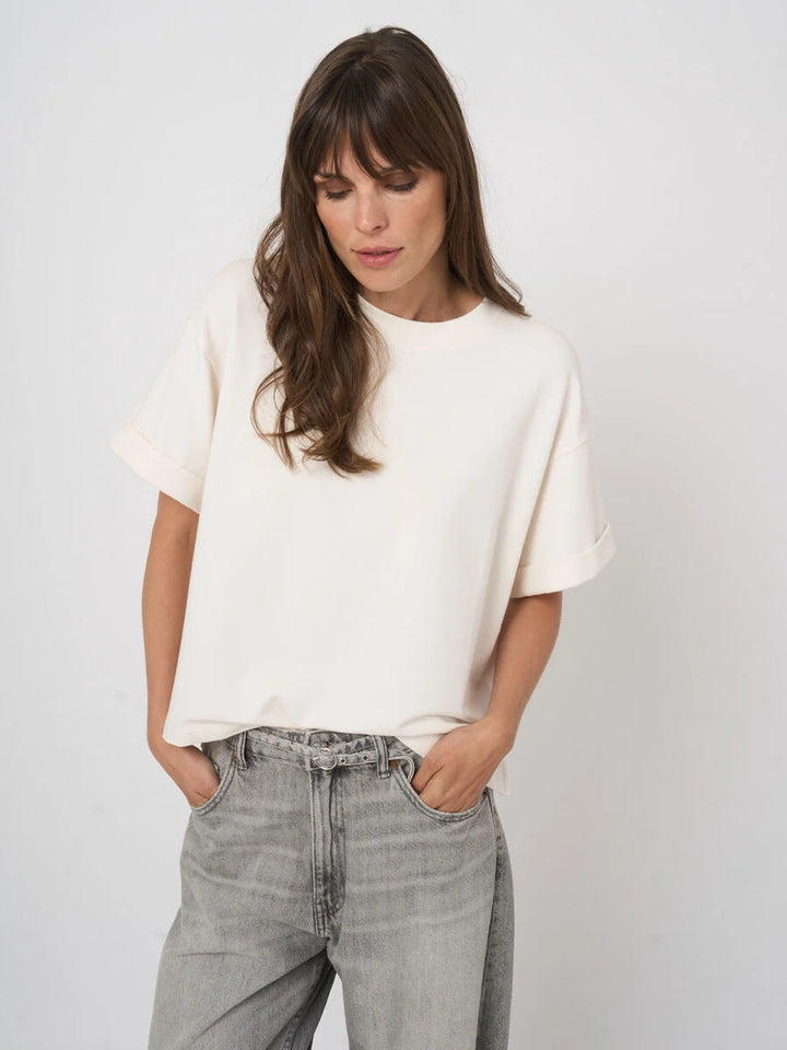 FRENCH TERRY BOXY TEE (IVORY) - REPEAT
