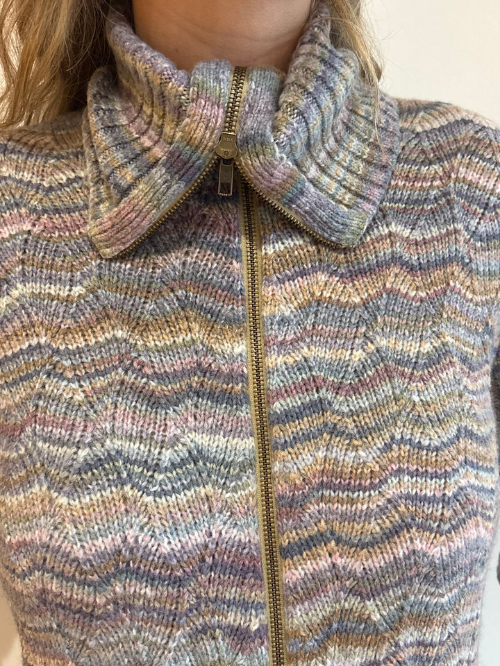 SPACE DYE BASKET WEAVE ZIP FRONT JACKET (VINTAGE) - AUTUMN CASHMERE