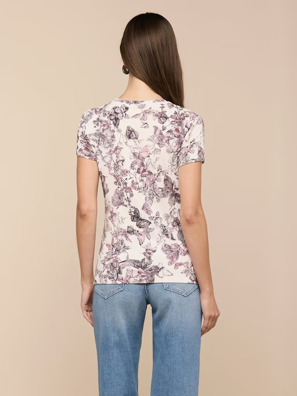 RESSI S/S CREW (VINTAGE WHITE WATERCOLOUR BUTTERFLY) - L'AGENCE