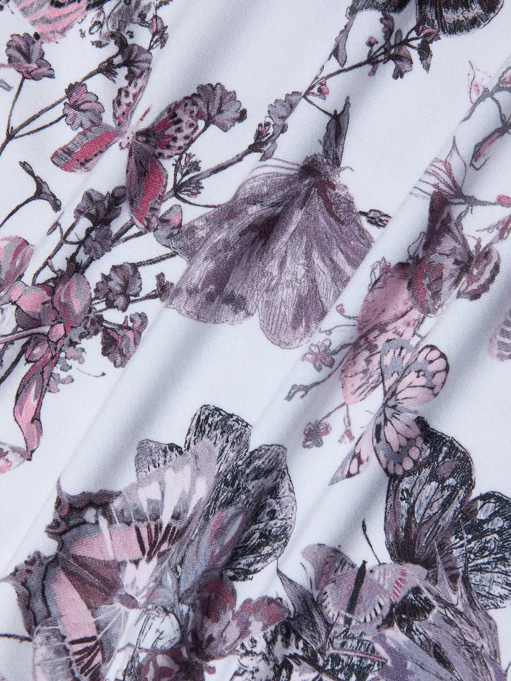 RESSI S/S CREW (VINTAGE WHITE WATERCOLOUR BUTTERFLY) - L'AGENCE