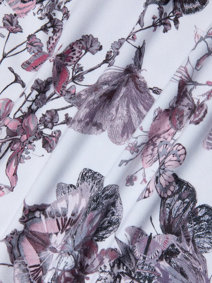 RESSI S/S CREW (VINTAGE WHITE WATERCOLOUR BUTTERFLY) - L'AGENCE