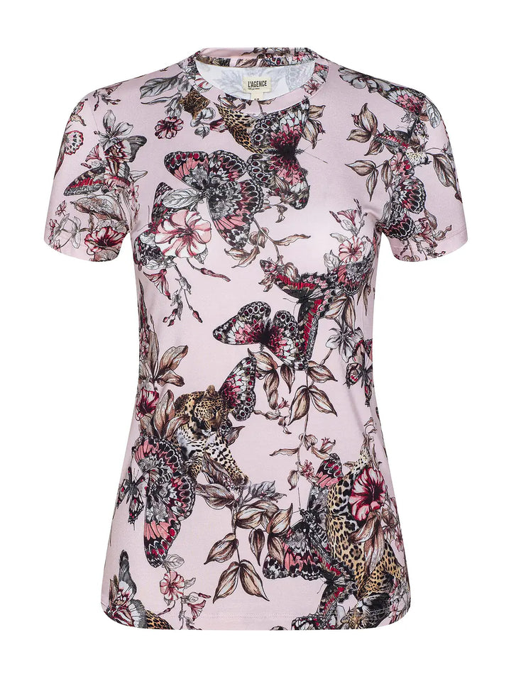 RESSI SHORT SLEEVE CREW (NECTAR PINK BUTTERFLY) - L'AGENCE