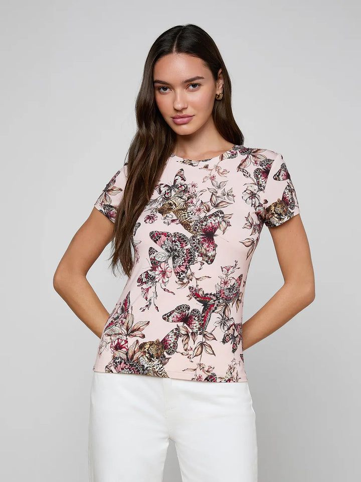 RESSI SHORT SLEEVE CREW (NECTAR PINK BUTTERFLY) - L'AGENCE