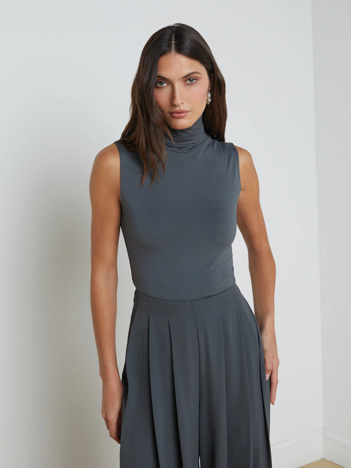 CECI SLEEVELESS TURTLENECK (DARK SHADOW) - L'AGENCE