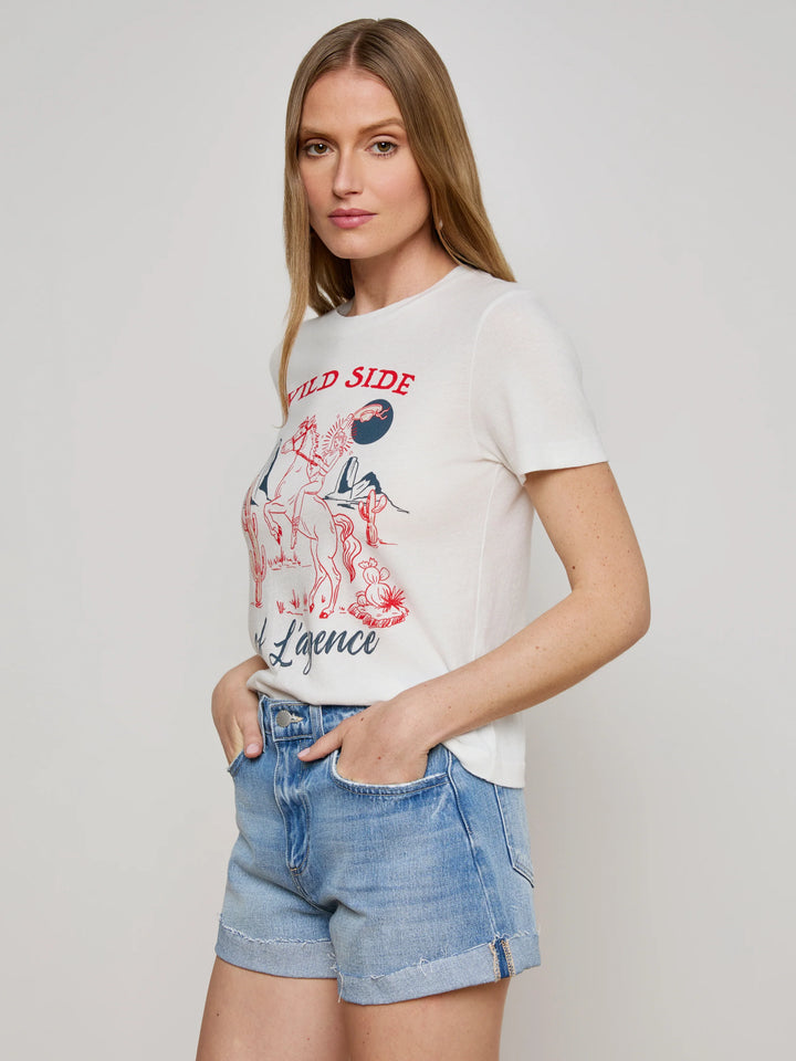 ELIZA SHORT SLEEVE TEE WILD SIDE - L'AGENCE