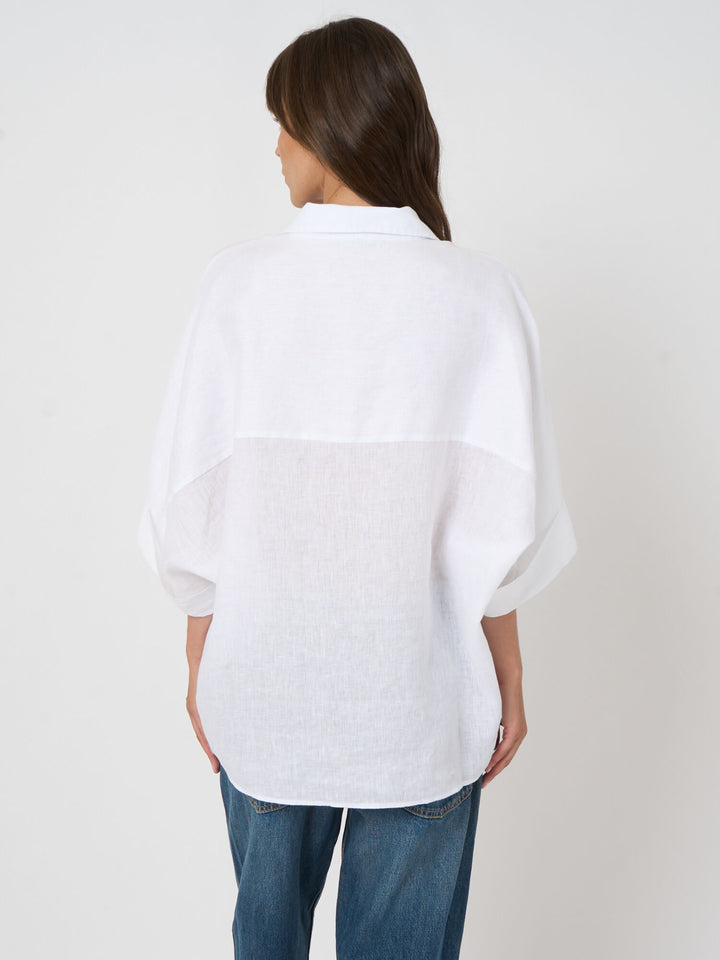 LINEN BLOUSE WITH COLOURFUL EMBROIDERY - REPEAT