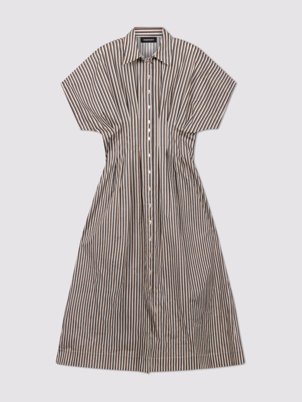 STRIPE A-LINE DRESS (CHESTNUT) - REPEAT