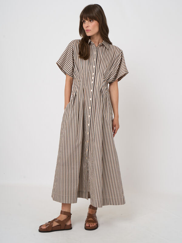 STRIPE A-LINE DRESS (CHESTNUT) - REPEAT