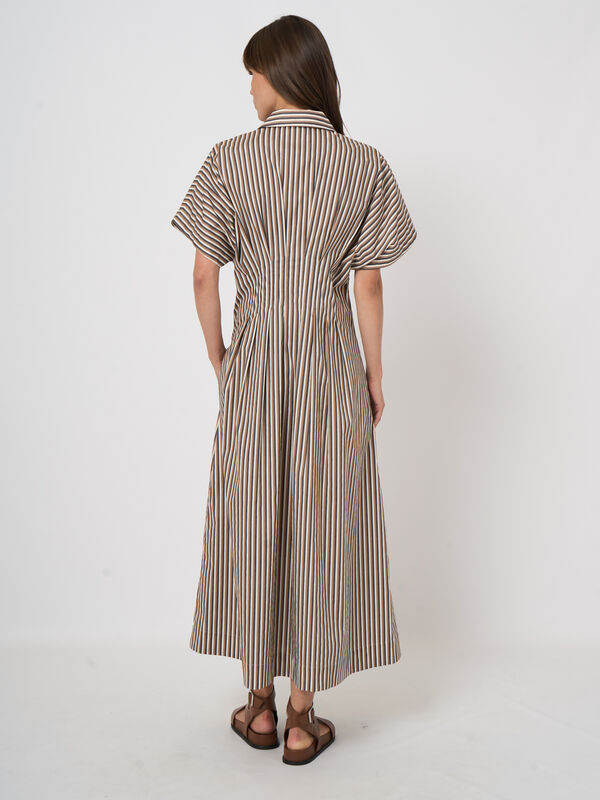 STRIPE A-LINE DRESS (CHESTNUT) - REPEAT