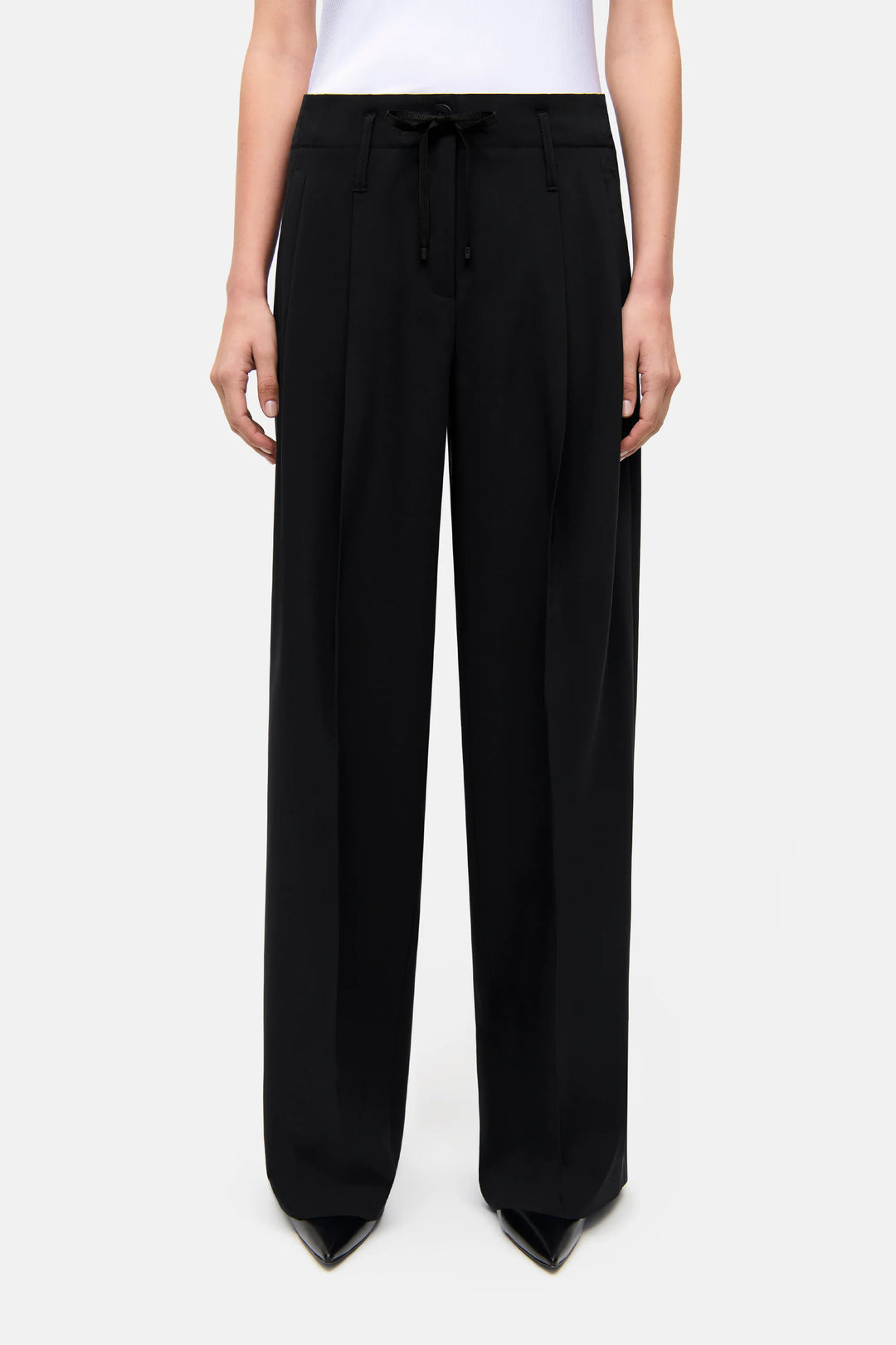 ADDISON WIDE LEG DRAWSTRING PANT (BLACK) - CAMBIO